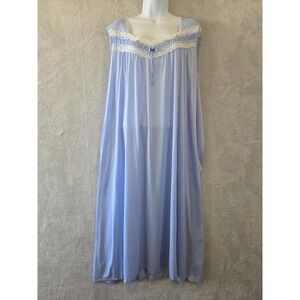 EUC Serenada Nightgown Womens 5X Blue Lace Trim Sleeveless Vintage Feminine